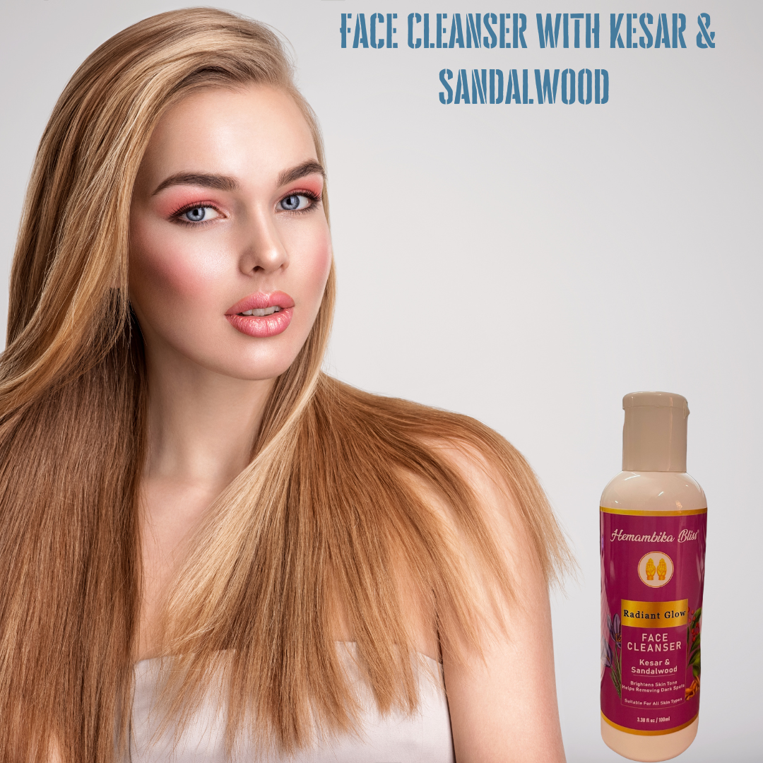 Hemambika Bliss® Face Cleanser with Kesar & Sandalwood - Brightens Skin Tone, Removes Dark Spots, Suitable for All Skin Types