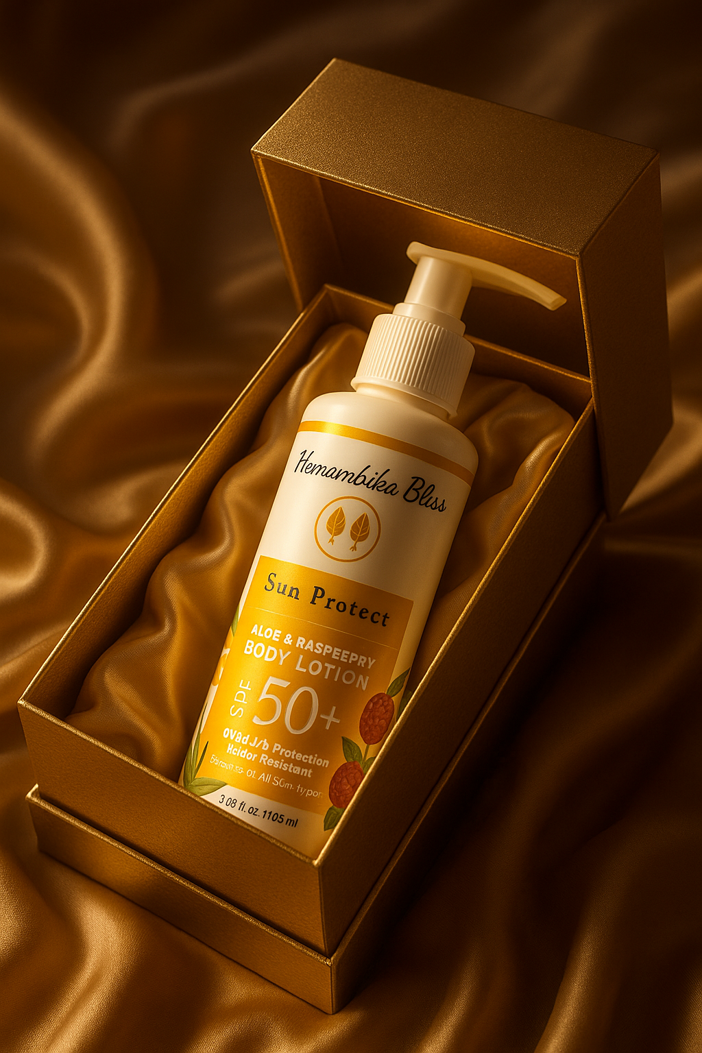 Hemambika Bliss® Aloe & Raspberry Body Lotion, UVA/UVB Protection, Water-Resistant, For All Skin Types