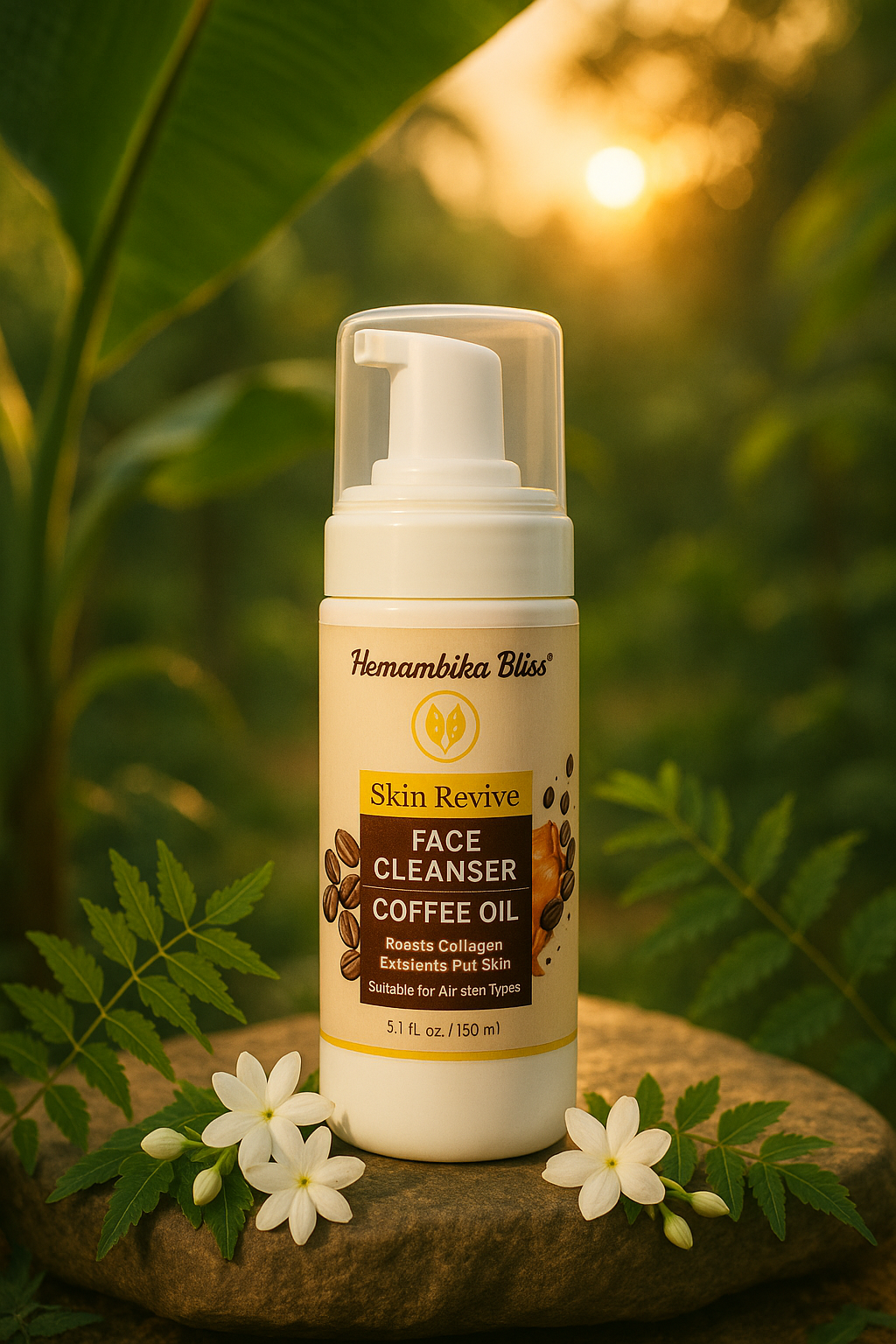 Hemambika Bliss® Exfoliating Coffee Oil Face Cleanser - Boosts Collagen for Youthful Skin, Suitable for All Skin Types.
