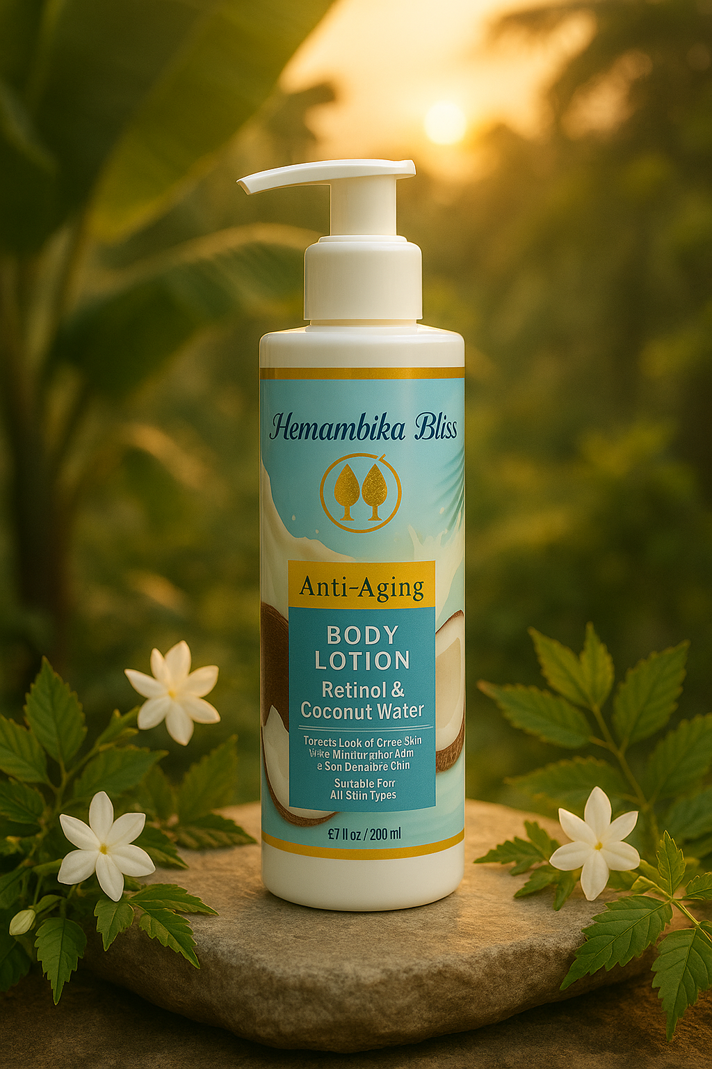 Hemambika Bliss® Anti-Aging Body Lotion - With Retinol & Coconut Water, Targets Crepe Skin, Wrinkles, Sagging & Sun-Damaged Skin - Suitable for All Skin Types