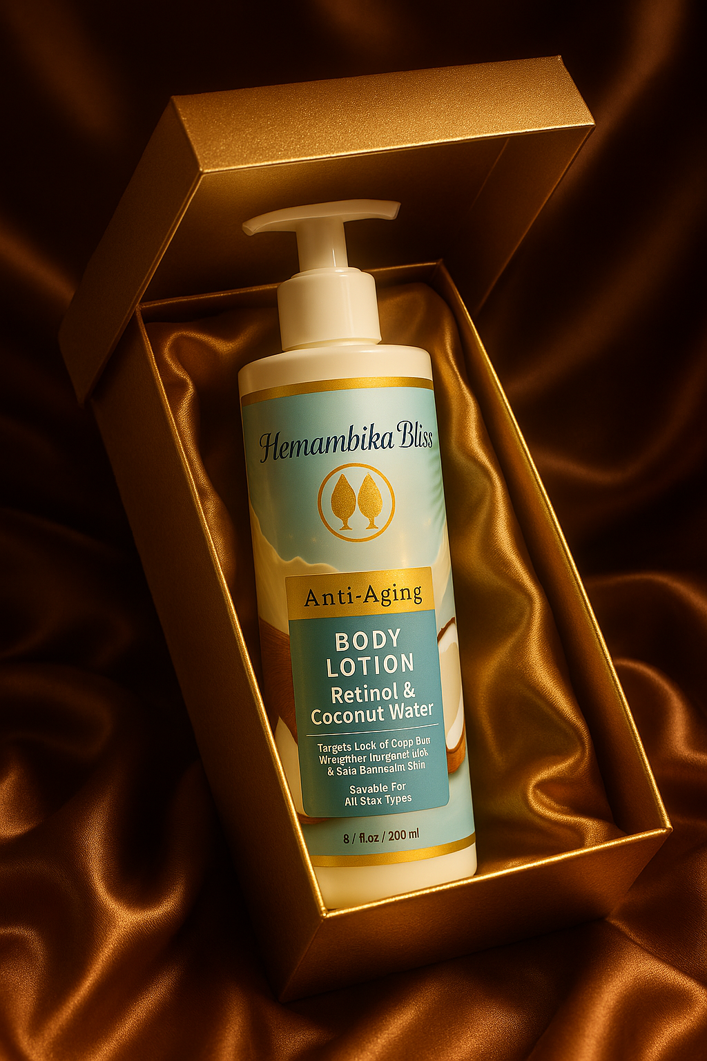 Hemambika Bliss® Anti-Aging Body Lotion - With Retinol & Coconut Water, Targets Crepe Skin, Wrinkles, Sagging & Sun-Damaged Skin - Suitable for All Skin Types