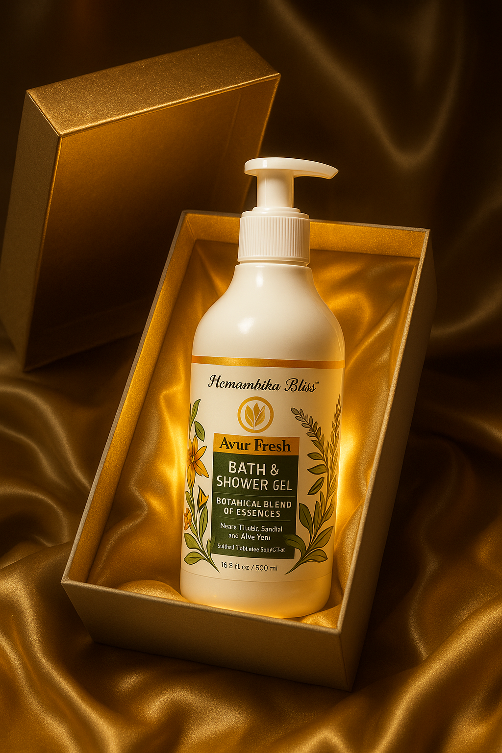 Hemambika Bliss® Ayur Fresh Bath & Shower Gel - Botanical Blend of 18 Herbs, Nourished & Supple Skin, Prevents Bad Odor - Suitable for All Skin Types