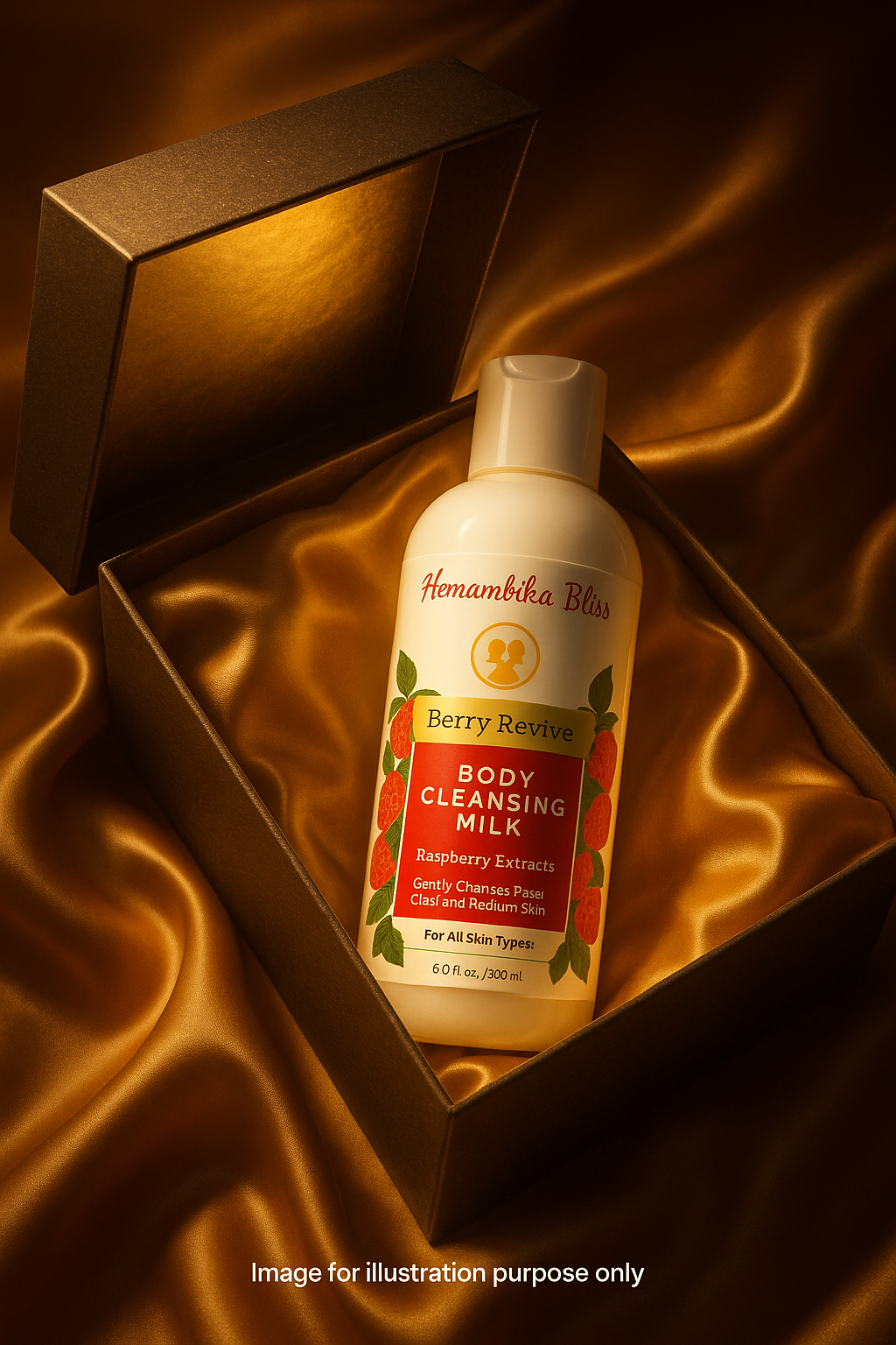 Hemambika Bliss® Berry Revive - Body Cleansing Milk - with Raspberry Extracts - Deeply Cleanses pores for Clear and Radiant Skin - Suitable for all skin types