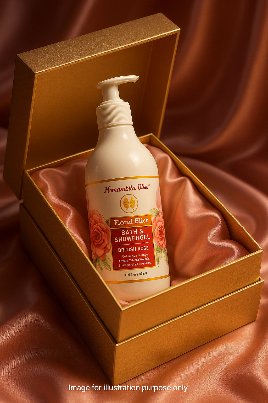 Hemambika Bliss® British Rose Bath & Shower Gel - Floral Bliss, Moisturized, Soft & Visibly Glowing Skin - Suitable for All Skin Types