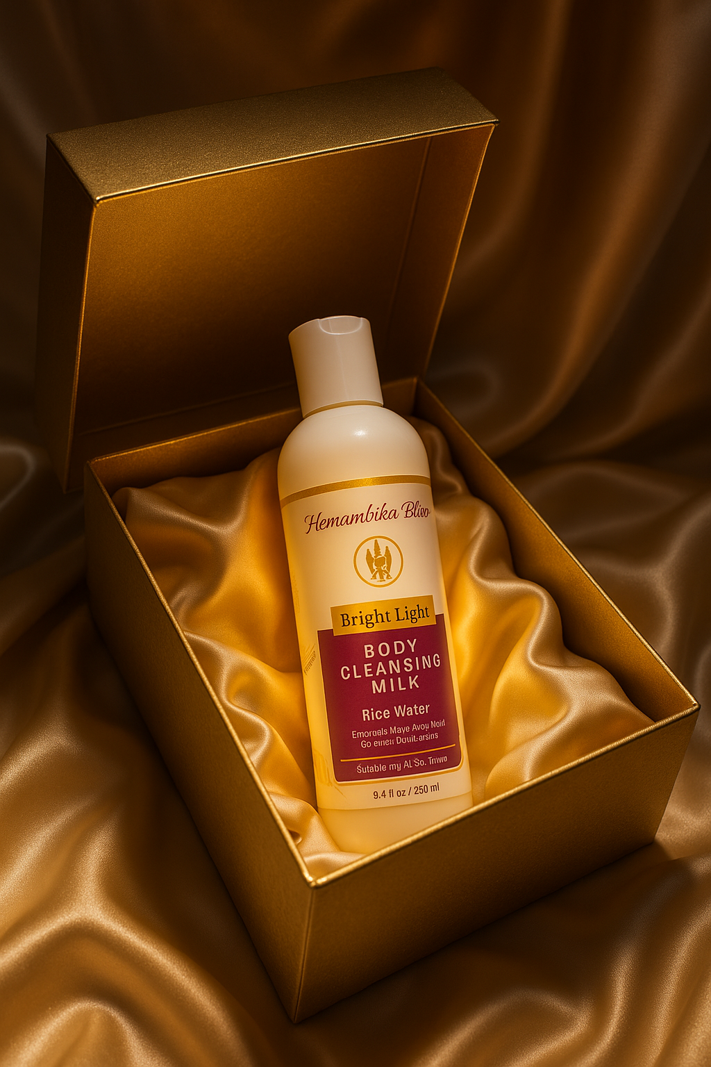 Hemambika Bliss® Bright Light Body Cleansing Milk - With Rice Water, Evens Out Skin Tone & Reduces Dark Spots - Suitable for All Skin Types