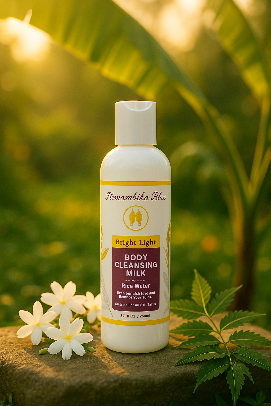 Hemambika Bliss® Bright Light Body Cleansing Milk - With Rice Water, Evens Out Skin Tone & Reduces Dark Spots - Suitable for All Skin Types