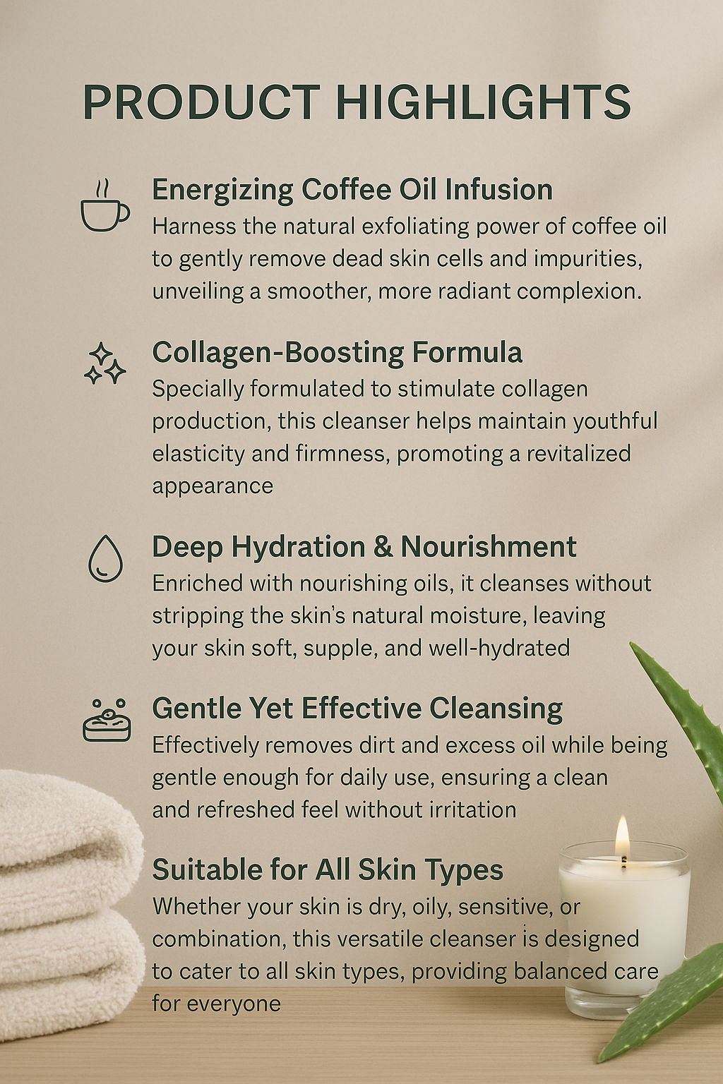 Hemambika Bliss® Exfoliating Coffee Oil Face Cleanser - Boosts Collagen for Youthful Skin, Suitable for All Skin Types.