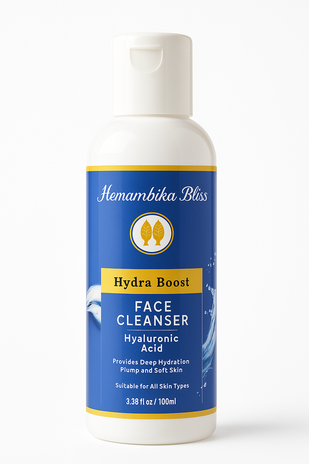 Hemambika Bliss® HydraBoost Hyaluronic Acid Face Cleanser - Deeply Hydrates for Plump, Soft, and Radiant Skin - Suitable for All Skin Types
