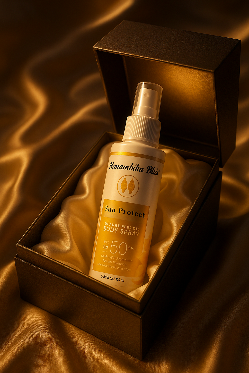 Hemambika Bliss® Orange Peel Body Spray, UVA/UVB Protection, Water Resistant, Suitable for All Skin Types