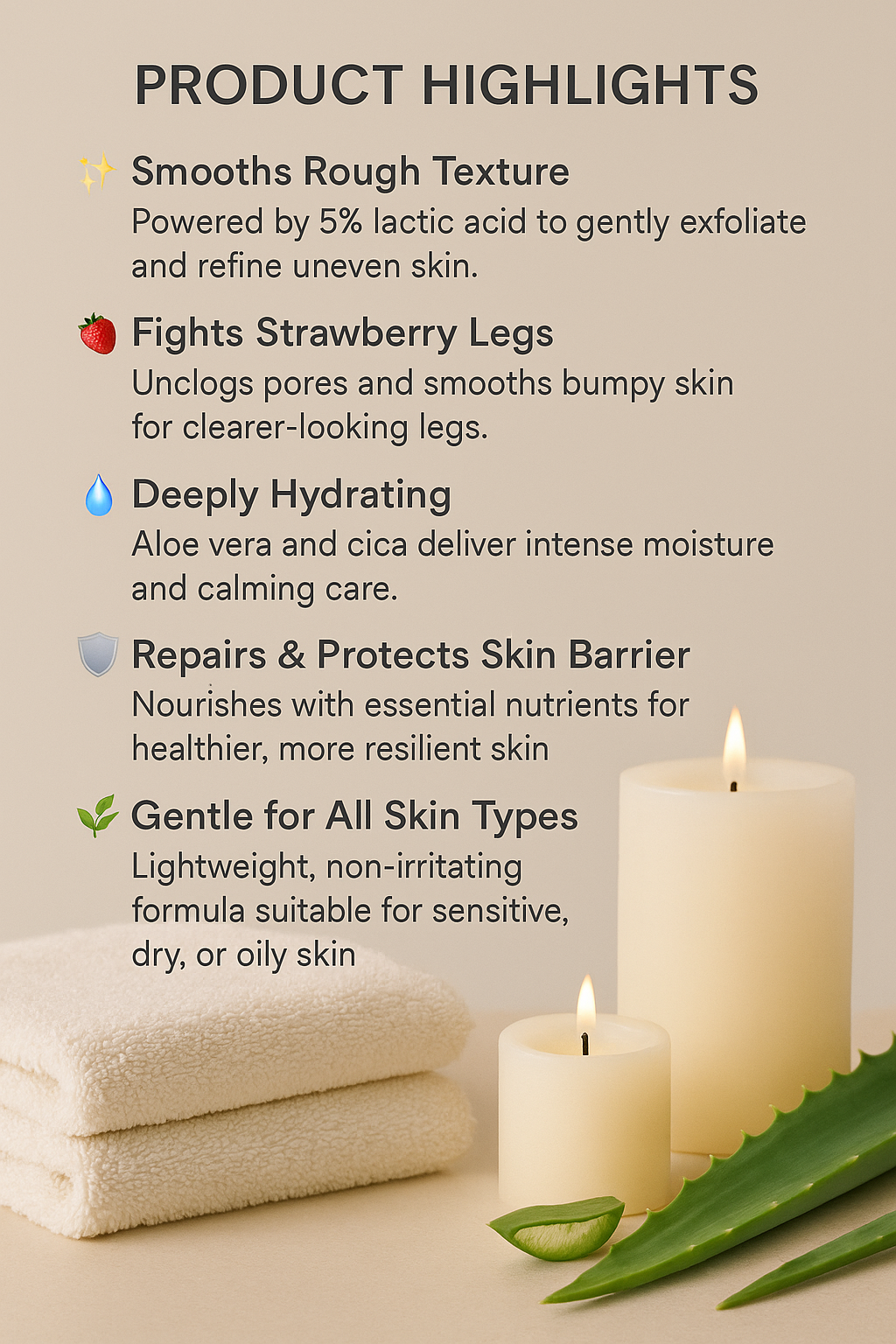 Hemambika Bliss® Skin Revival Body Lotion - with 5% Lactic Acid, Aloe & Cica - Improves Skin Texture, Strawberry Legs, Reduces Dry & Bumpy Skin - Suitable for all skin types.