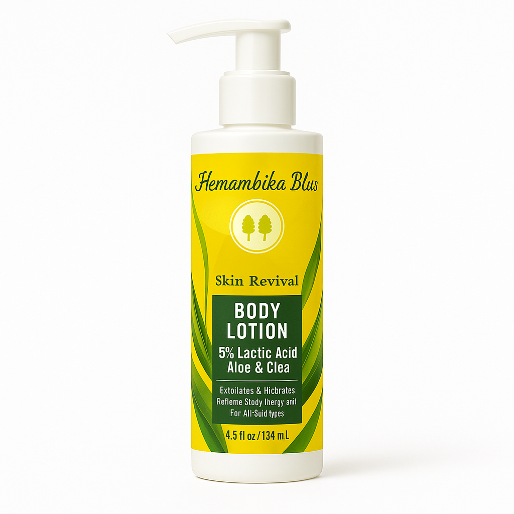 Hemambika Bliss® Skin Revival Body Lotion - with 5% Lactic Acid, Aloe & Cica - Improves Skin Texture, Strawberry Legs, Reduces Dry & Bumpy Skin - Suitable for all skin types.