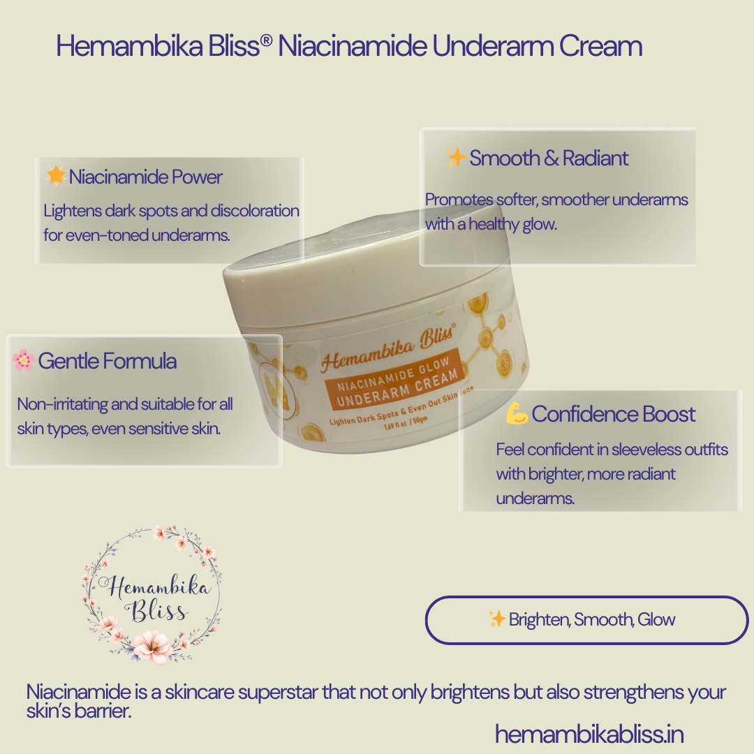 Hemambika Bliss® Niacinamide Underarm Cream - Lightens Dark Spots & Evens Out Skin Tone for Smooth, Radiant Underarms