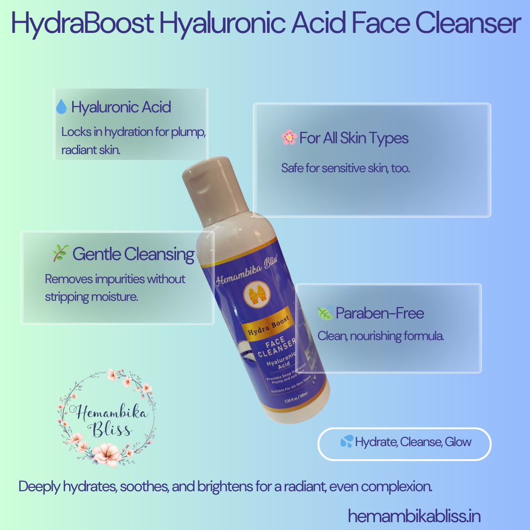 Hemambika Bliss® HydraBoost Hyaluronic Acid Face Cleanser - Deeply Hydrates for Plump, Soft, and Radiant Skin - Suitable for All Skin Types